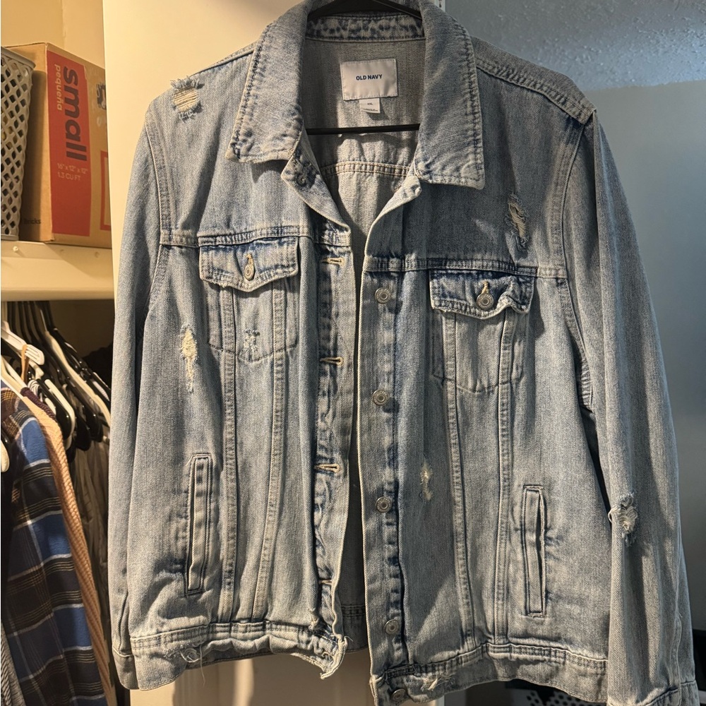 Old Navy women’s Light Blue Distressed Denim Jacket
